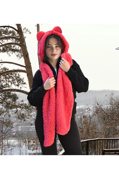 Özgüner Oyuncak Pabtex Kapüşonlu Peluş Bere Atkı Welsoft Yumuşak Kumaş Sıcacık - Resim 3