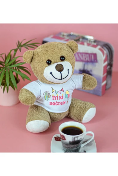 Ayıcı Oyuncak Oyuncak Ayıcı 25 Cm Iyi Ki Doğdun Çiçek Ayı ürün görseli 1