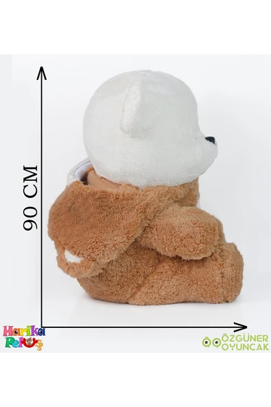 Özgüner Oyuncak Uykumcuk Gold Kapşonlu Peluş Ayı Sevgiliye Özel 90 Cm (%100 YERLİ) - Resim 6