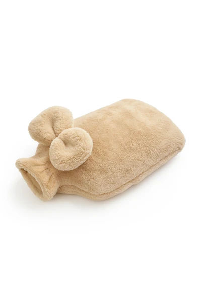 Ayıcı Oyuncak Pabtex Kurdele Süslemeli Bej Su Torbası Kılıfı – Isıyı Koruyan Peluş Kumaş - Resim 2