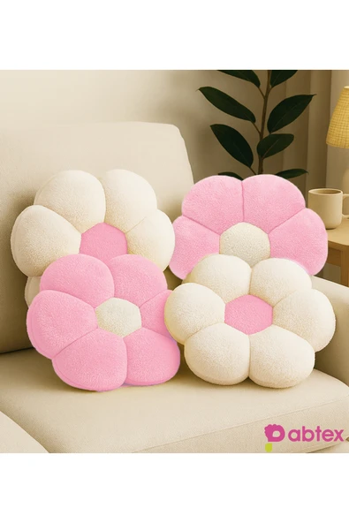 Ayıcı Oyuncak Sevimli ve Renkli 4'lü Çiçek Peluş Yastık – Yumuşak Dokulu Takım ürün görseli 1