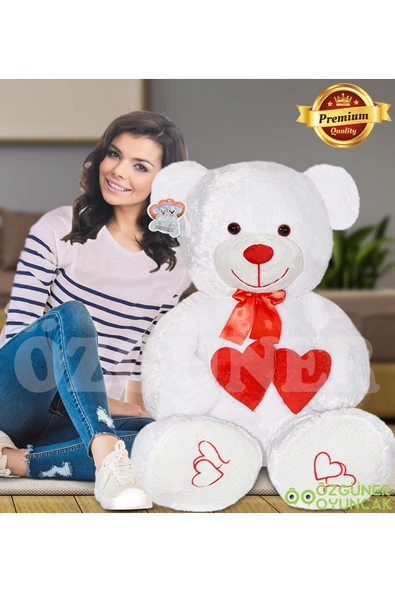 Ayıcı Oyuncak Sevgi Dolu 130 cm Peluş Ayı – Çift Kalp ile Aşkınızı İfade Edin - Resim 4