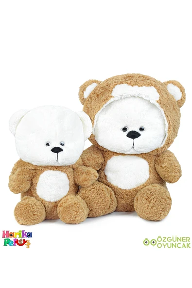 Özgüner Oyuncak Uykumcuk Gold Kapşonlu Peluş Ayı Sevgiliye Özel 70 Cm (%100 YERLİ) - Resim 2