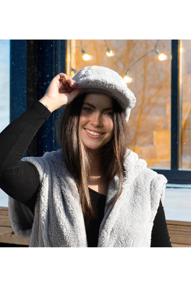 Harika Peluş Fabrikası Pabtex Sıcak Tutarken Stil Sahibi Olun: Peluş Kadın Kasket Şapka - Resim 3