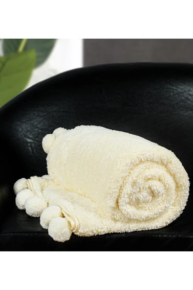 Özgüner Oyuncak Ponponlu 200*220 cm Pelüş Tv Battaniyesi - Resim 4