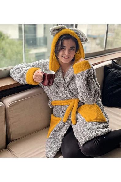 Özgüner Oyuncak Paptex Kapşonlu Unisex Wellsoft Peluş Sabahlık, Bornoz ürün görseli