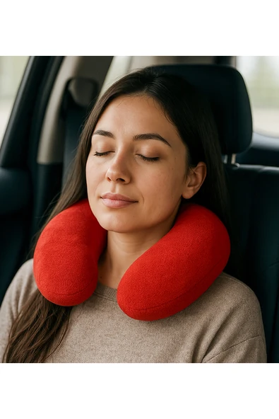 Pababo Pabtex Uçak Ve Araba Yolculukları Için U Şekilli Peluş Boyun Destek Yastığı - Resim 3