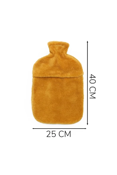 Pababo Pabtex Kurdele Süslemeli Kahverengi Su Torbası Kılıfı – Isıyı Koruyan Peluş Kumaş - Resim 4