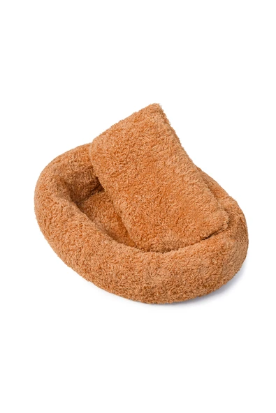 Ayıcı Oyuncak Pabtex Yuvarlak Kedi- Köpek Evcil Hayvan Yatağı Hardal S beden - Resim 3