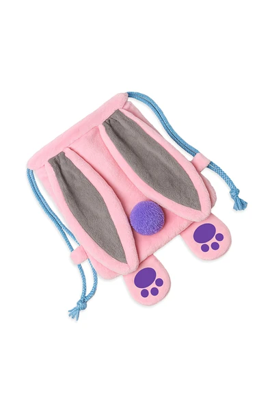 Ayıcı Oyuncak Pabtex Tavşan Kulaklı Sırt Çantası – Peluş Kumaş, Renkli İp Detaylı Model - Resim 3