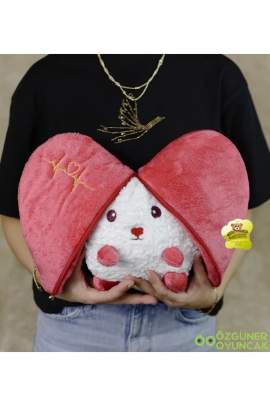 Özgüner Oyuncak Sürprizli Pelüş Kalp Kuzu 50 Cm - Resim 3
