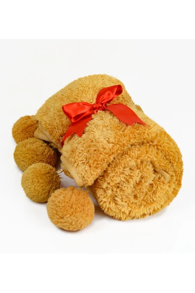 Ayıcı Oyuncak Pabtex Bebek/çocuk Battaniyesi Ponponlu Yerli - Resim 2