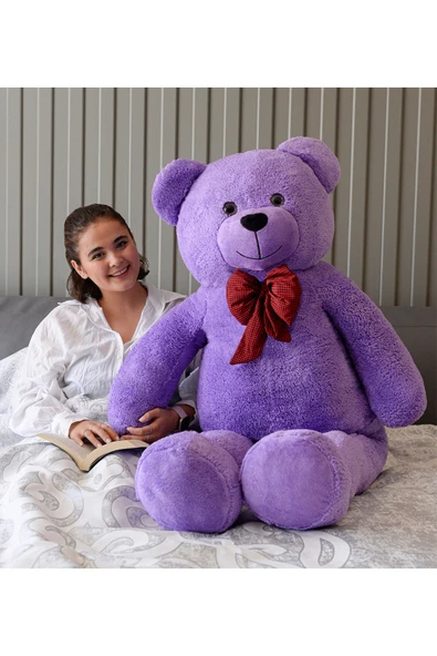 Ayıcı Oyuncak Papyonlu Sevimli Büyük Peluş Ayıcık, 130 Cm - % 100 Yerli ürün görseli 1