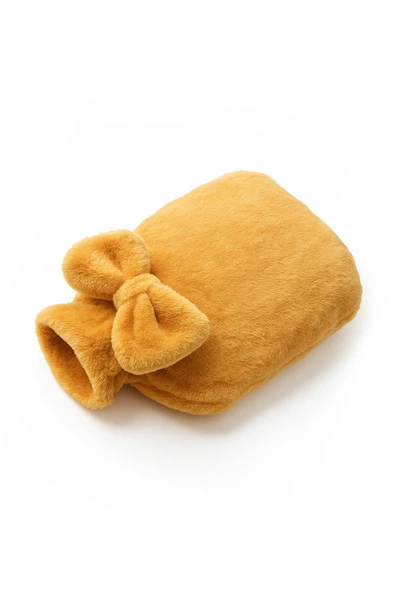 Ayıcı Oyuncak Pabtex Kurdele Süslemeli Kahverengi Su Torbası Kılıfı – Isıyı Koruyan Peluş Kumaş - Resim 2