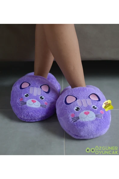Özgüner Oyuncak Pabtex Hayvan Figürlü Salaş Peluş Terlik – Konforlu Ve Şirin Adımlar - Resim 3