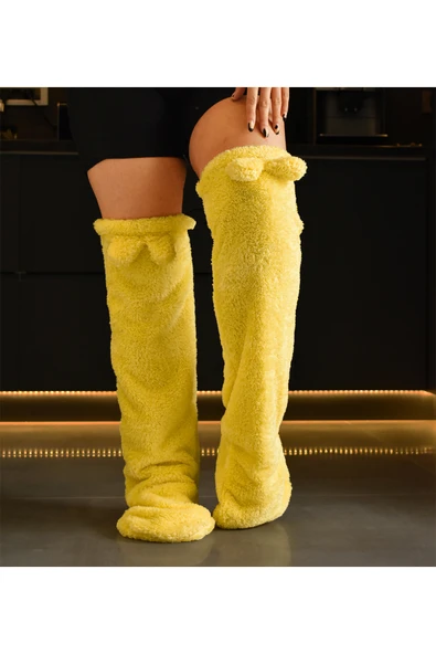 Ayıcı Oyuncak Pabtex Peluş Çorap Diz Üstü Kışlık Uyku Çorabı Ayak Isıtıcı Uzun Çorap ürün görseli 1