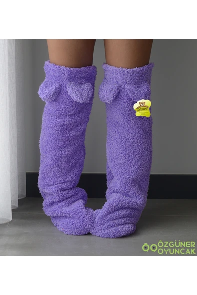 Özgüner Oyuncak Pabtex Kulaklı Peluş Çorab Welsoft Diz Üstü Oda Çorabı Kışlık Uyku Çorabı Ayak Isıtıcı Uzun Çorap - Resim 5
