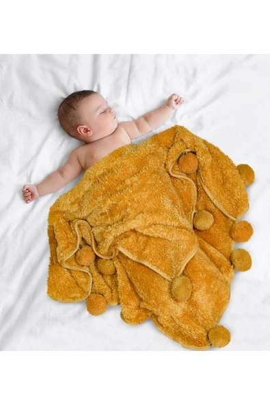 Ayıcı Oyuncak Pabtex Bebek/çocuk Battaniyesi Ponponlu Yerli ürün görseli 1