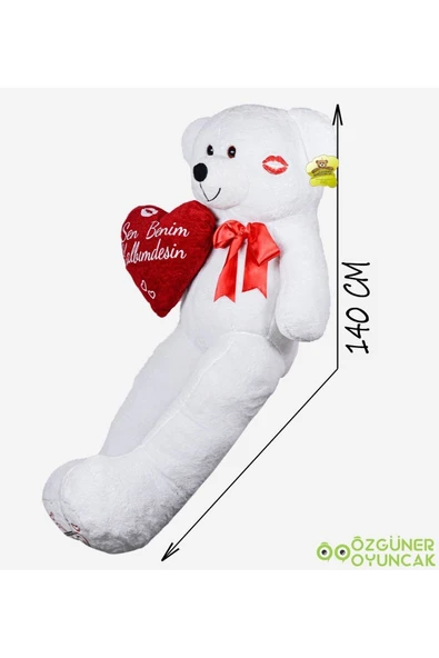Özgüner Oyuncak Sevgililer Günü 140 Cm Kalpli Sevimli Peluş Ayıcık - Resim 3