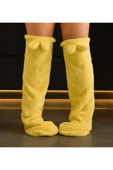 Özgüner Oyuncak Pabtex Peluş Çorap Diz Üstü Kışlık Uyku Çorabı Ayak Isıtıcı Uzun Çorap - Resim 3