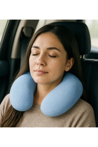Özgüner Oyuncak Yumuşak Peluş Seyahat Boyun Yastığı Uçak, Araba ve Ofis Kullanımı İçin - Resim 3