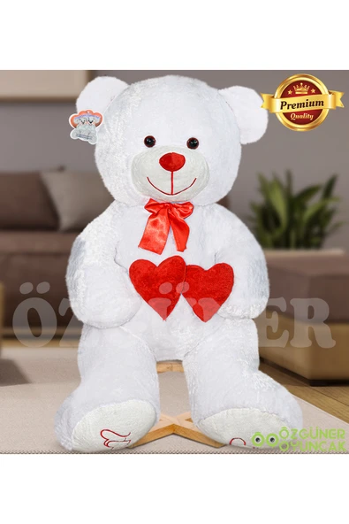 Özgüner Oyuncak Sevgi Dolu 130 cm Peluş Ayı – Çift Kalp ile Aşkınızı İfade Edin - Resim 2