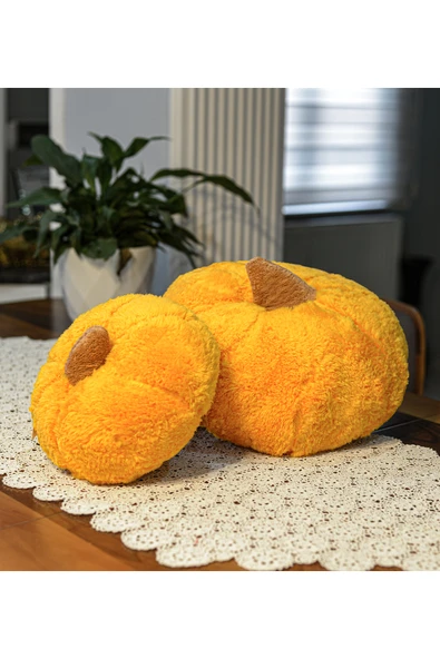 Harika Peluş Fabrikası Pabtex Dekoratif Peluş Kabak Kırlent Yastık Seti 2'li - Şık Tasarım - Resim 2