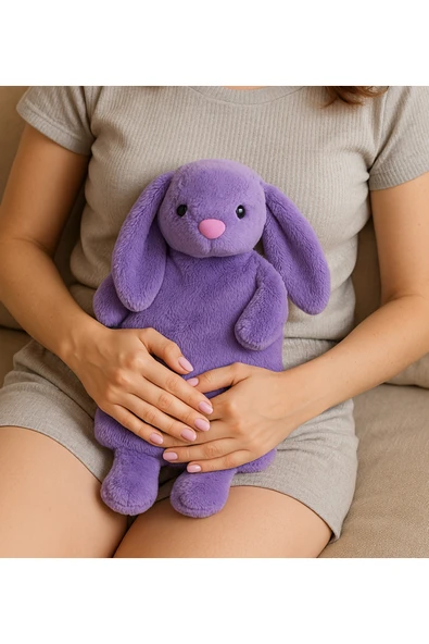 Ayıcı Oyuncak Pabtex Peluş Lila Tavşan Su Torbası Kılıfı – Sevimli Ve Fonksiyonel Kış Yardımcısı - Resim 2