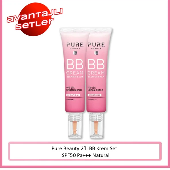 Pure Beauty, BB Krem, Spf50, Pa+++, Natural - 30 ml, 2'li Set ürün görseli