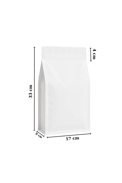 Flat Bottom Kilitli Doypack Kahve Kuruyemiş Bakliyat Kedi Kumu Yem Saklama Torbası 33x17 cm 25 Adet - Resim 3