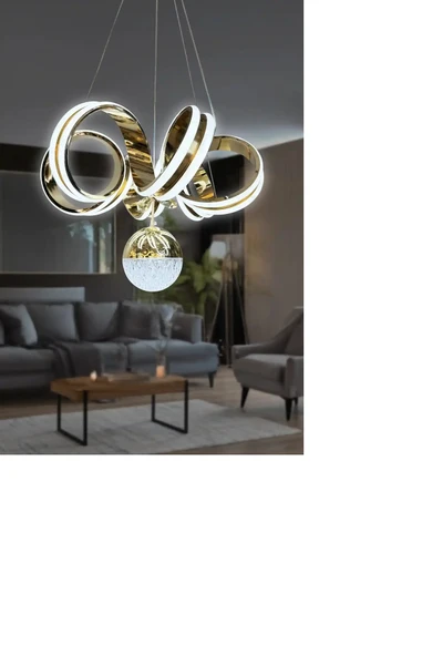 Kıvrım Çift Ledli Elmas Toplu Sıra Led Avize ürün görseli 1