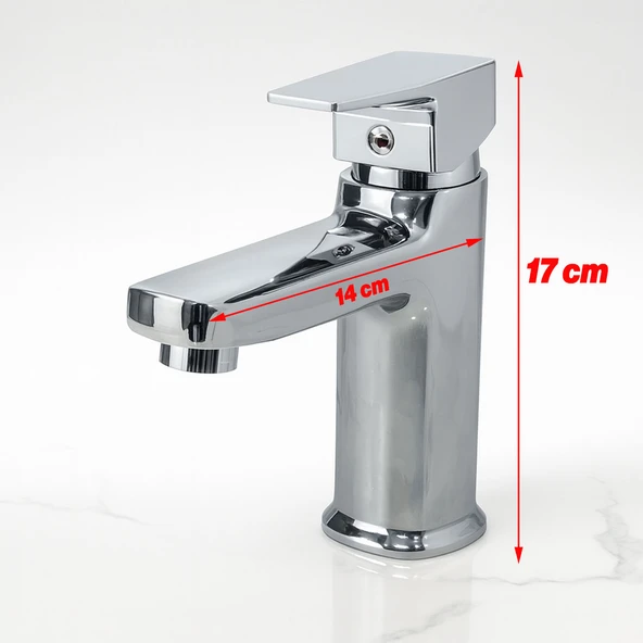 Krom Lavabo Bataryası Paslanmaz Gövde Tek Kollu Sıcak Soğuk Su Ayarlı Şık Modern Musluk - Resim 4