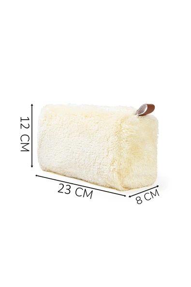 Ayıcı Oyuncak Yumuşak Peluş Makyaj Çantası - Şık ve Kullanışlı Kadın Kozmetik Çantası - Resim 5