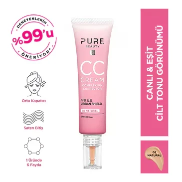 Pure Beauty, CC Krem, Spf50, Pa+++, Natural - 30 ml ürün görseli