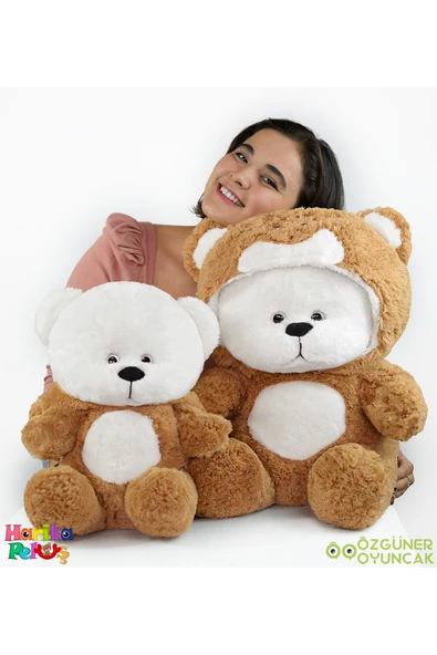Ayıcı Oyuncak Uykumcuk Gold Kapşonlu Peluş Ayı Sevgiliye Özel 70 Cm (%100 YERLİ) ürün görseli