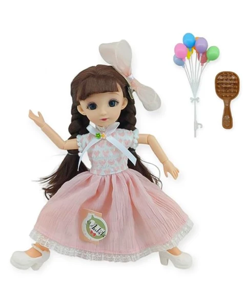 Kızılkaya Anbibi Premium Oyuncak Bebek Aksesuarlı Pembe Etekli WX1971 - Resim 2