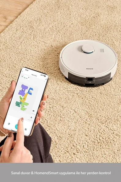 Homend Alex Laser 1291h Moplu Ve Haritalamalı Akıllı 5 Kpa Robot Süpürge Beyaz - Resim 6
