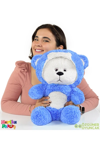 Ayıcı Oyuncak Uykumcuk Gold Kapşonlu Peluş Ayı Sevgiliye Özel 70 Cm (%100 YERLİ) - Resim 2