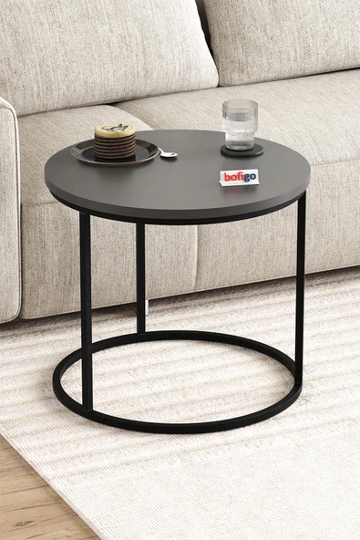 Bofigo 2li Orta Sehpa Zigon Sehpa Yan Sehpa Kahve Sehpası Hilal Antrasit - Resim 4