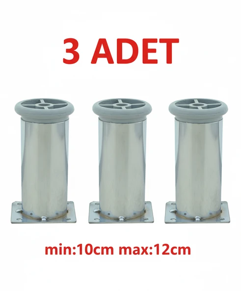 LUDIA Metal Ayarlanabilir 3 Adet Mobilya Ayağı Metal Tablalı 10cm ürün görseli
