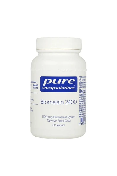 Pure Encapsulations Bromelain 2400 500 mg 60 Kapsül -SKT: 06/2027 ürün görseli 1
