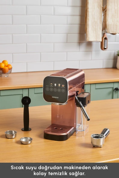 Karaca Mycaffee Barista S20 Entegre Süt Hazneli Otomatik Espresso ve Latte Makinesi Copper - Resim 7