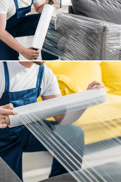 El Tipi Mobilya Eşya Koli Palet Paket Taşıma Taşınma Sarma Koruma Streç Film 50 cm x 300 m 17 Mikron - Resim 3