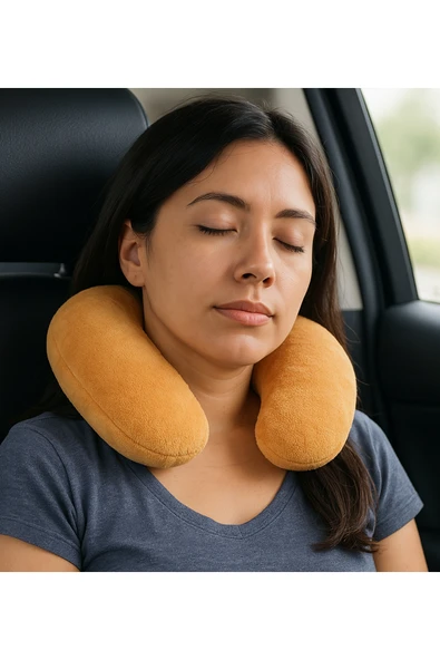 Pababo Yumuşak Peluş Seyahat Boyun Yastığı Uçak, Araba ve Ofis Kullanımı İçin ürün görseli 1