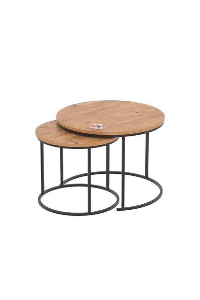 Bofigo 2li Orta Sehpa Zigon Sehpa Yan Sehpa Kahve Sehpası Hilal Çam - Resim 6