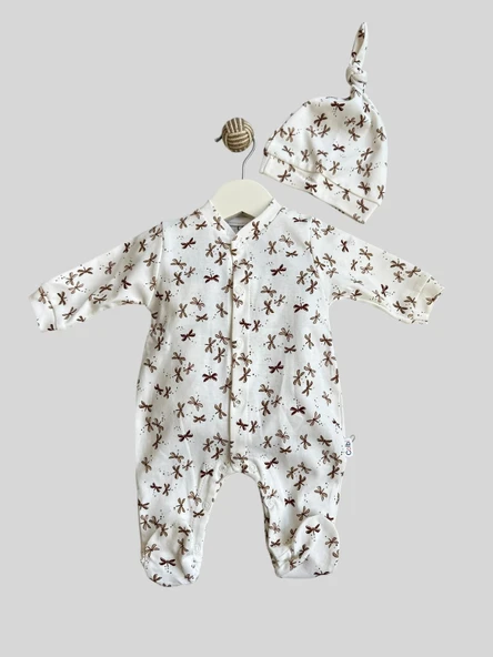 Yusufçuk Desenli Önden Çıtcıtlı Şapkalı Tulum Seti ürün görseli