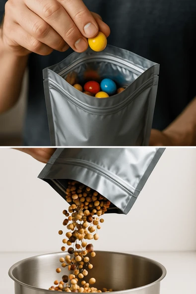 Kilitli Alüminyum Doypack Kahve Kuruyemiş Kuru Meyve Baharat Saklama Torbası 8,5x14,5 cm 25Li - Resim 4