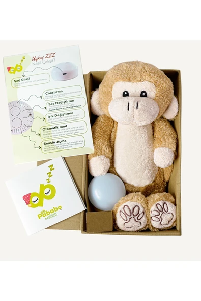 Ayıcı Oyuncak Uykuşşş Akıllı Ağlama Sensörlü Uyku Arkadaşı - Beyaz Gürültülü Doli - Resim 5
