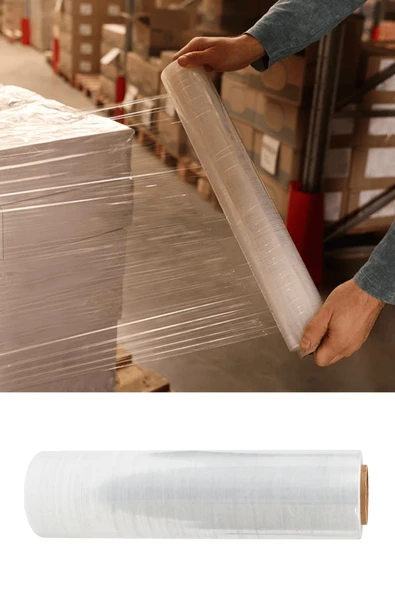 El Tipi Mobilya Eşya Koli Palet Paket Taşıma Taşınma Sarma Koruma Streç Film 50 cm x 300 m 17 Mikron - Resim 2