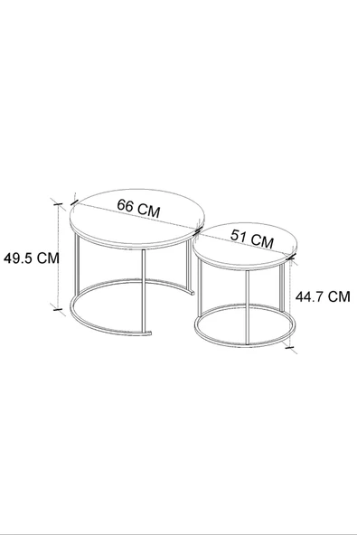 Bofigo 2li Orta Sehpa Zigon Sehpa Yan Sehpa Kahve Sehpası Hilal Çam - Resim 7